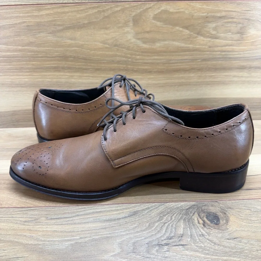 Too Boot New York Derby Medallion Mens‎ 8.5 Brown Leather Dress Shoes